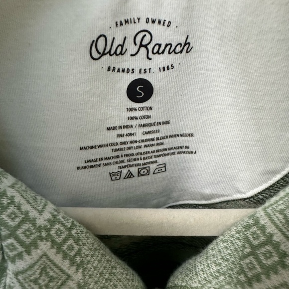 Old Ranch 1/4 Zip Pullover Sweatshirt Green Geometric Aztec Top Women Size S GUC - Picture 2 of 9
